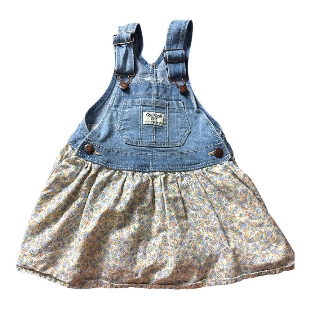 OshKosh B'gosh Light Blue Denim Floral Jumper Dress